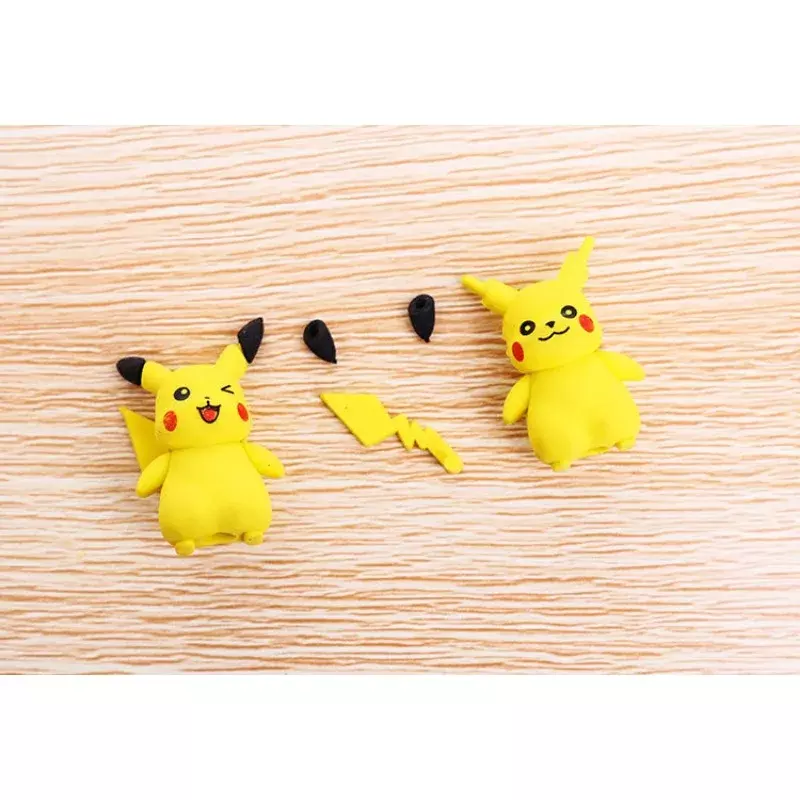 Pokémon Cartoon Anime Figura Eraser, Pikachu Estudante Bom Ajudante, Artigos de papelaria Suprimentos para Criança, Borrachas Kawaii 3D, Presente, 36pcs por Caixa