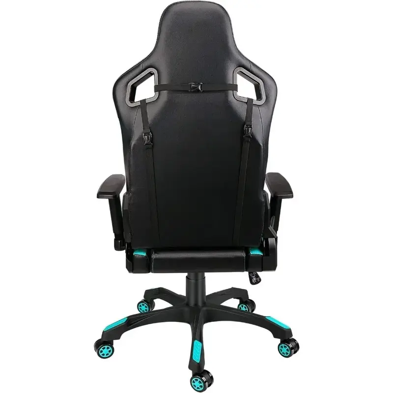 Fotel gamingowy, wysokim oparciem skórzane krzesło biurowe PU, regulowane fotel gamingowy wideo, obrotowe fotel wyścigowy z regulowanym podłokietnikiem