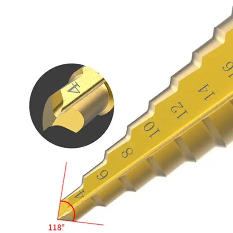 3 pezzi set 4-12mm 4-20mm 4-32mm HSS scanalatura dritta codolo esagonale punta da trapano con rivestimento in titanio in borsa di stoffa