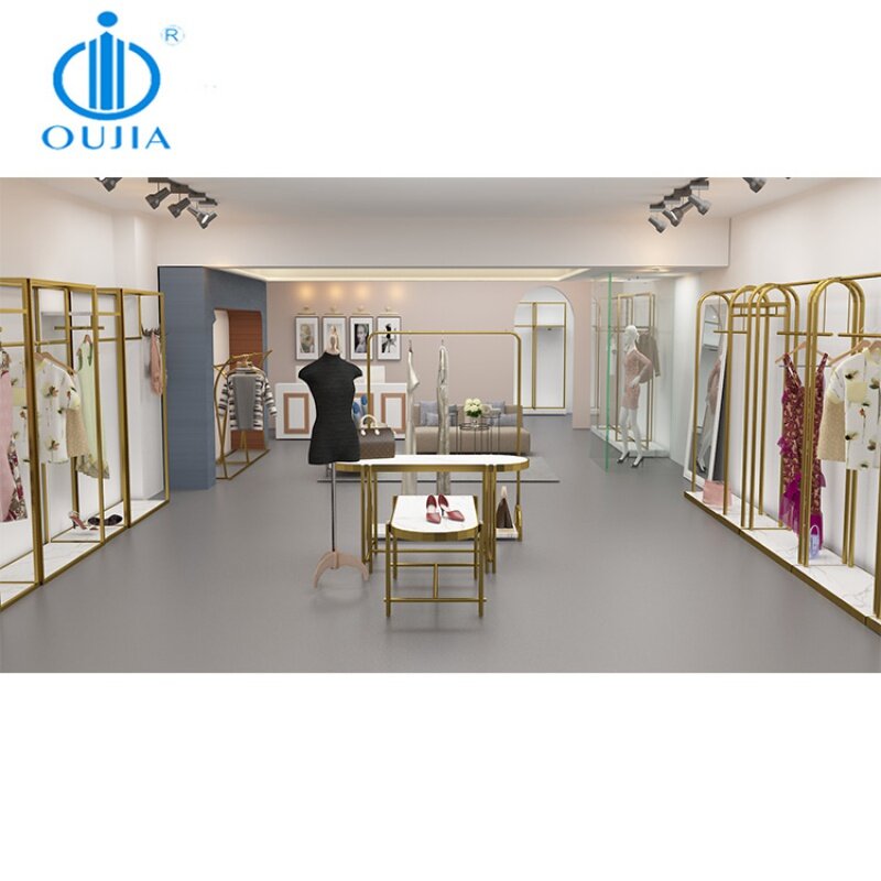 Custom, Lady's Garment Shop Interior Design Clothing Display Rack Stands