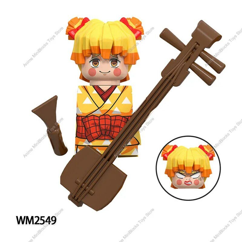 WM6162 Demon Slayer Daki Giyuutarou Douma Kibutsuji Muzan Gyokko blok bangunan kartun Mini-figure mainan aksi Bricks anak-anak