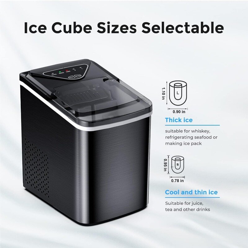 FZF Ice Makers Countertop, Self-Cleaning Function, Portable Electric Ice Cube Maker Machine, 9 Ice Ready in 6 Mins, 26lbs 24Hrs
