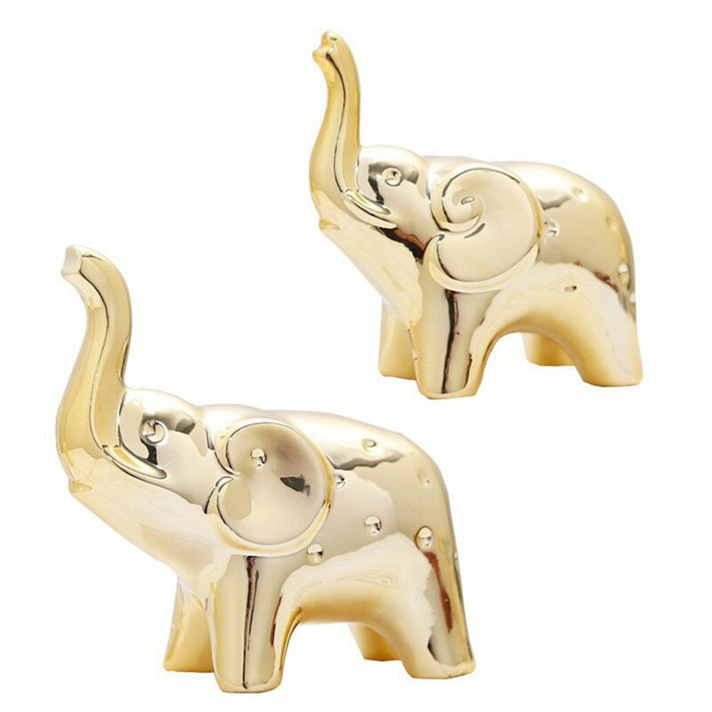 Éléphant en céramique pour la décoration de la maison, figurine de paysage d'Auckland, ornement britannique doré mignon, ornements d'animaux de jardin