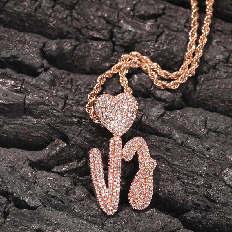 Uwin-Colgante con letras personalizadas para mujer, collar con cierre en forma de corazón, circonita cúbica, joyería artesanal