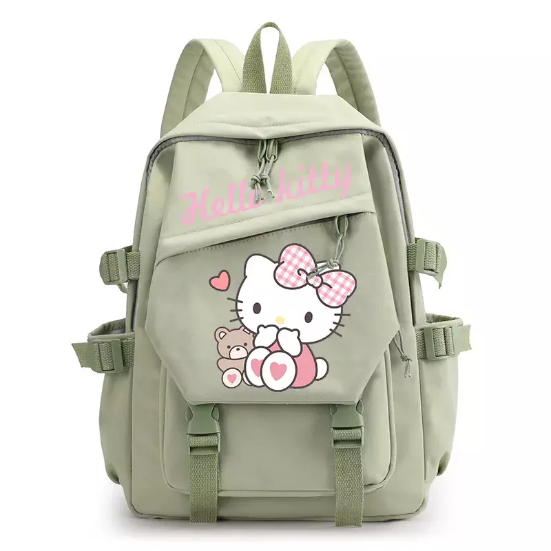 Sanrio Hello Kitty Student Schoolbag, impresso bonito dos desenhos animados, mochila leve Computer Canvas, homens e mulheres, novo