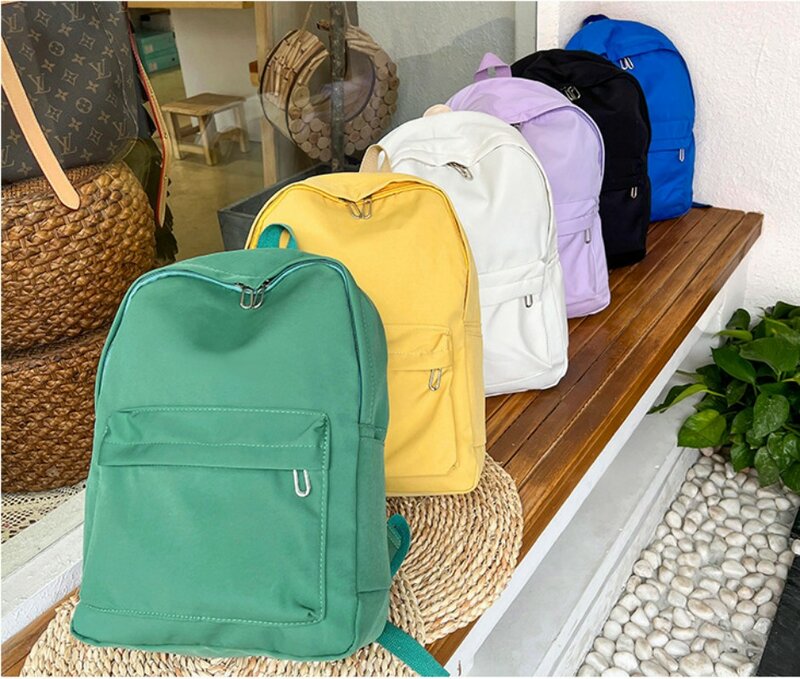 Mochila de Nylon impermeável para mulheres, bolsa de viagem feminina, mochila para adolescentes, cor sólida Bookbag, alta qualidade, novo