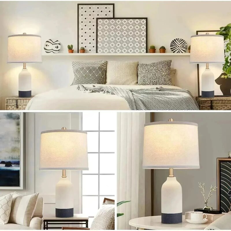 침실용 미국 모던 세라믹 램프, 2 색, 3 색 템피 세트