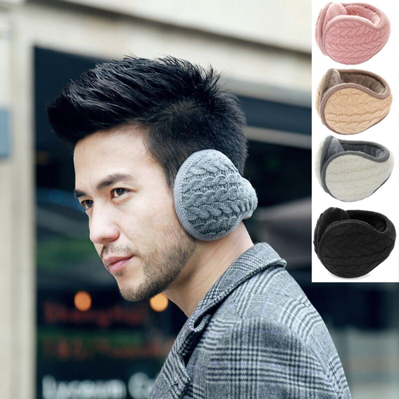 Knitted Twist Earmuffs Cotton Foldable and Adjustable for Men and Women Winter Cold-proof Warm Thickened Plush Ear Protectors