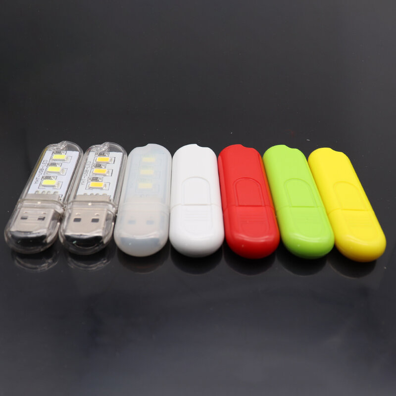 Светодиодный USB-ночник портативный USB-накопитель, 3 светодиода, 1,5 Вт, для ламп для чтения, разноцветный мини-лампа s, 5 в постоянного тока, внешний аккумулятор, кемпинговая лампа