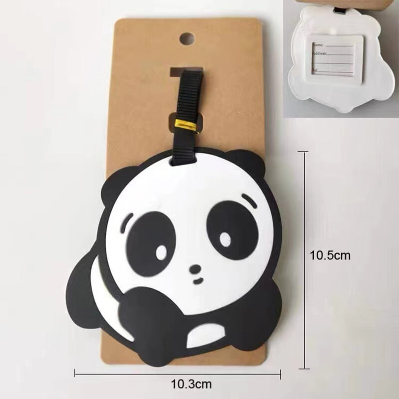 1PCS Panda ป้ายกระเป๋า S กระเป๋าเดินทาง ID Addres ผู้ถือกระเป๋าสัมภาระ: ซิลิโคน PVC Label อุปกรณ์เสริมป้ายกระเป๋า