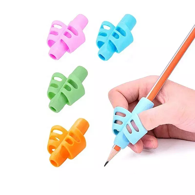 Tempat pensil menulis anak, pena silikon bantuan latihan anak-anak untuk siswa 1 buah