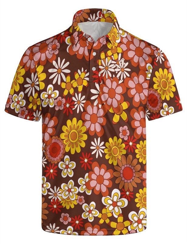 Polo con estampado 3D de patrón divertido para hombre, ropa Harajuku de manga corta, camiseta con solapa con botones, Tops con botones