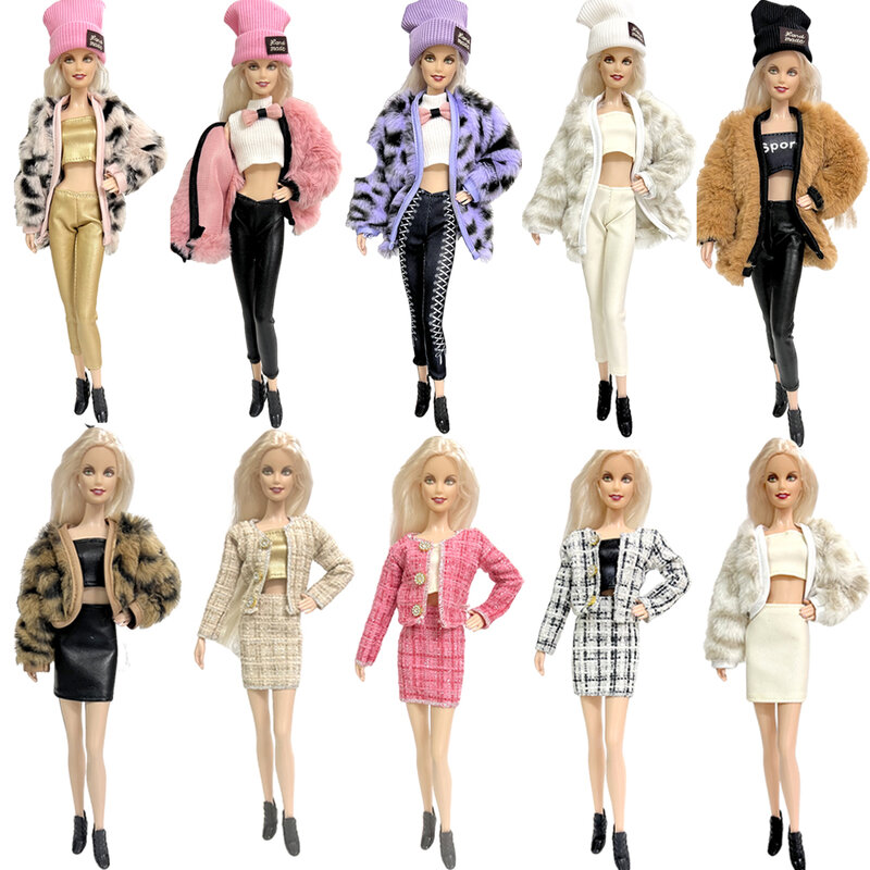 NK 1 шт. модное пальто для куклы Барби, хлопковая куртка, зимнее платье, длинная одежда, меховое пальто для шарнирных кукол 1/6, аксессуары для игрушек JJ