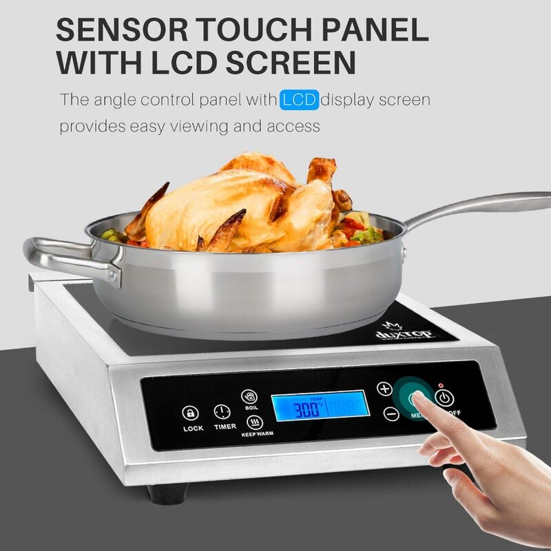 Portable Induction Cooktop, Commercial Range Countertop Burner, 1800 Watts Induction Burner with Sensor Touch and LCD Screen