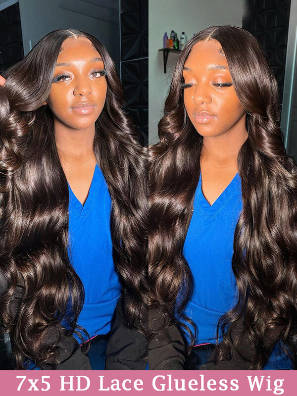 40 Inch Glueless Preplucked Human Wigs Ready To Go Body Wave 13x4 Lace Front Human Hair Wig 7x5 Closure Wigs For Women Brazilian