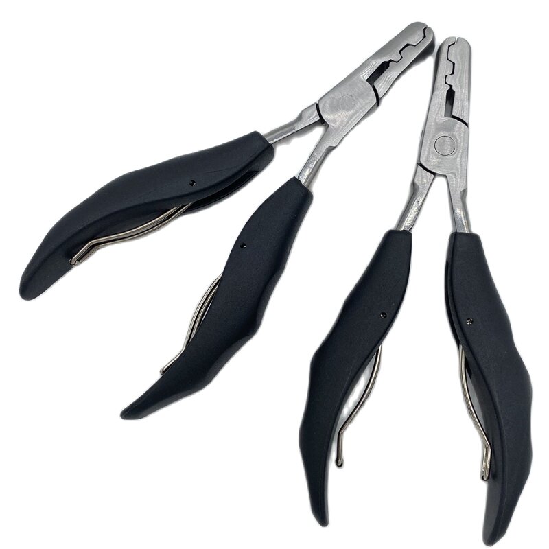 5.7 inch 2 in 1 Black Handle Plier with Flat Grooves 3mm and 5mm grooves Pre-Bonded Hair Extension Clamp