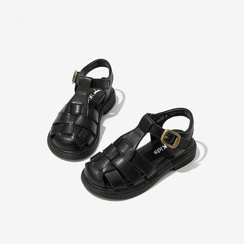 Сандалии детские для мальчиков и девочек, Брендовые спортивные пляжные туфли для бега, модная обувь принцессы в римском стиле на мягкой подошве, из натуральной кожи, на лето
