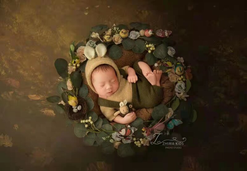 Neugeborenen Fotografie Outfit Bunny Strampler Strick Baby Kaninchen Overalls Baby Foto Schießen Zubehör