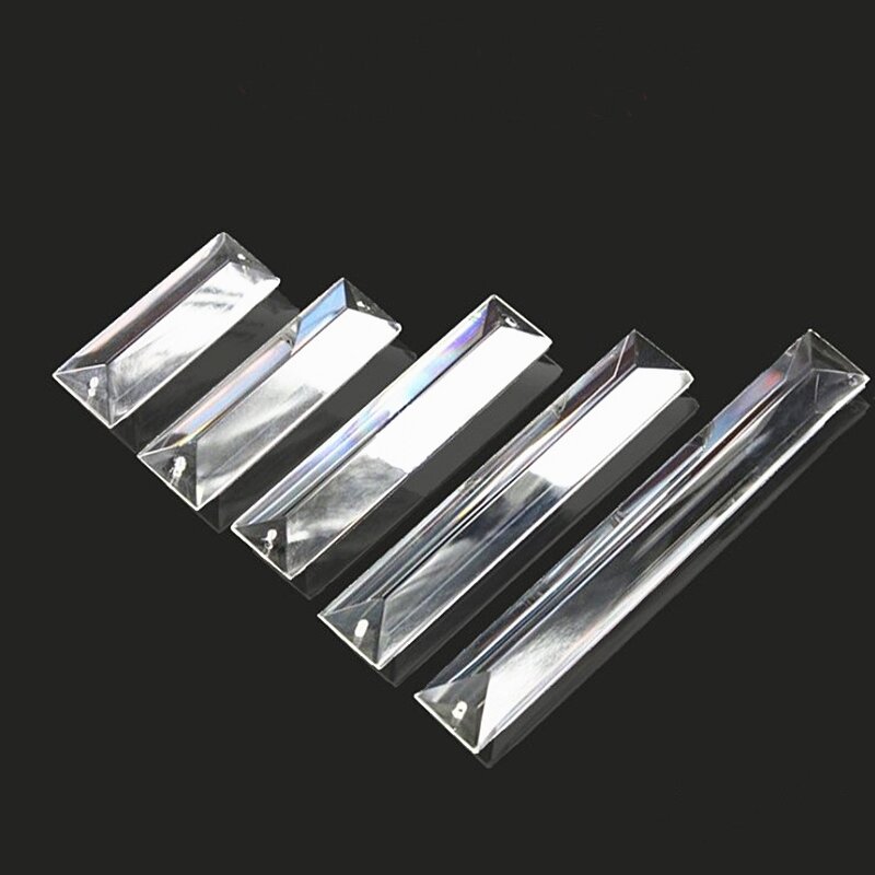 Triángulo de recorte, Prisma transparente de cristal en 1 orificio/2 agujeros, candelabros de vidrio, piezas colgantes, colgantes de lámpara de vidrio