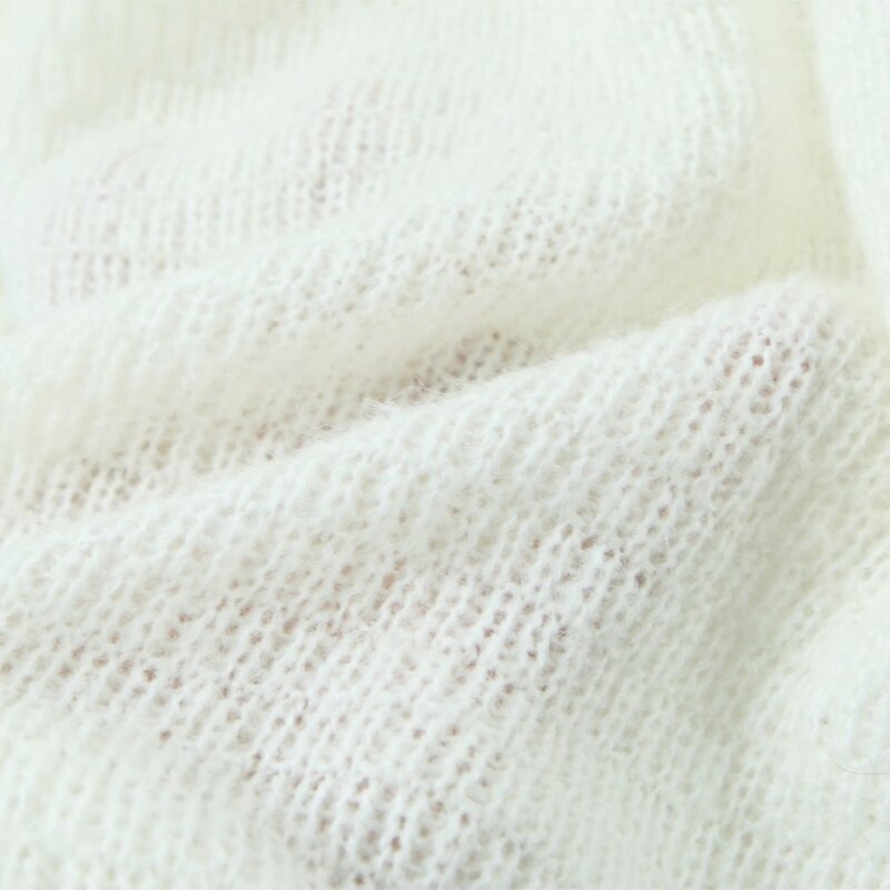 2023 Autumn Good Quality Clothes Women Cardigan Plus Size White Peach Gentle Medium Length Wool Knit Sweater Curve Female N8565