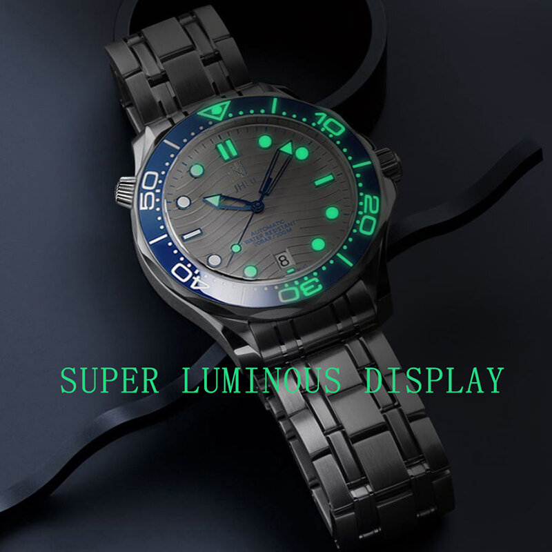 Espelho safira masculino relógio de pulso mecânico, relógio automático Seamaster, relógio de mergulho de luxo, alta qualidade, negócio, novo