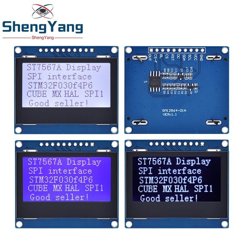 TZT 12864 SPI LCD Module 128X64 SPI ST7567A COG Graphic Display Screen Board LCM Panel 128x64 Dot Matrix Screen for Arduino