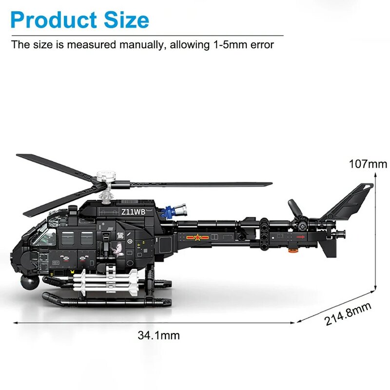 Technische Ideeën Bouwstenen Van De Militaire Gewapende Helikopterserie Z-11B Helikopterbrickstoys Voor Jongens Kerstcadeaus