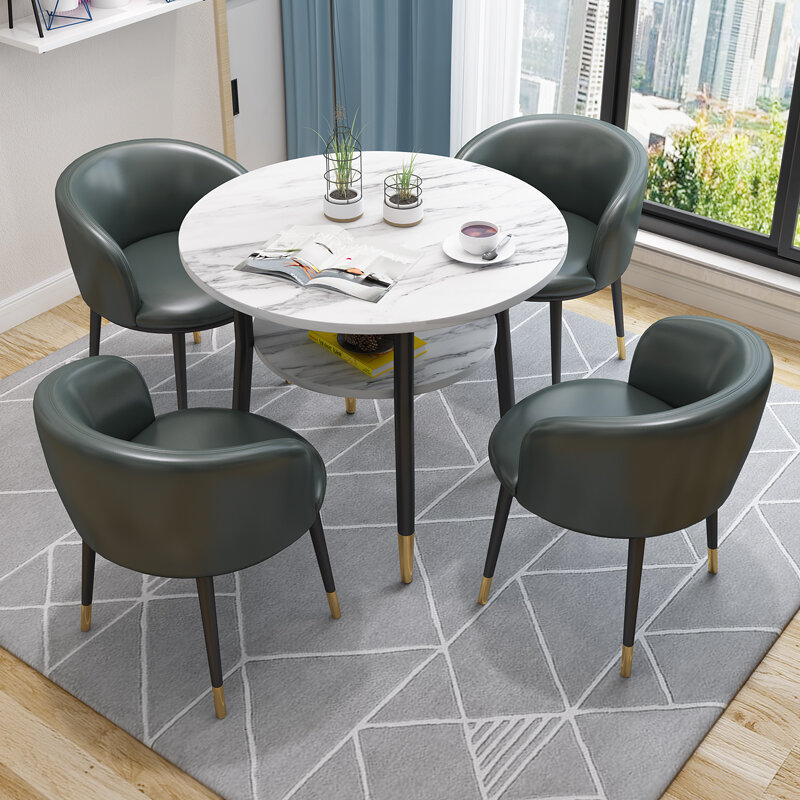 Set di tavolini da caffè rotondi in marmo di design sgabello tavolino da salotto in marmo sedie accento Traje De Sala De Estar Set ristorante