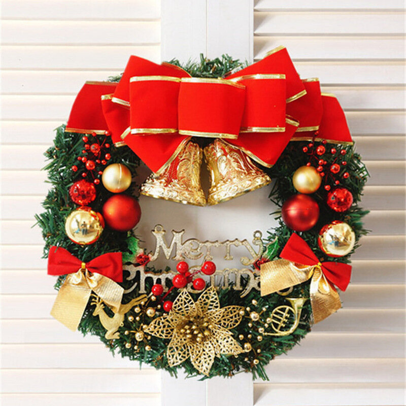 Porta de Natal Pendurado Bell Bow Tie Wreath Decoração, Props de exibição de janela, Hotel Shopping Mall Scene Layout, Presentes, 30 40 50 60cm