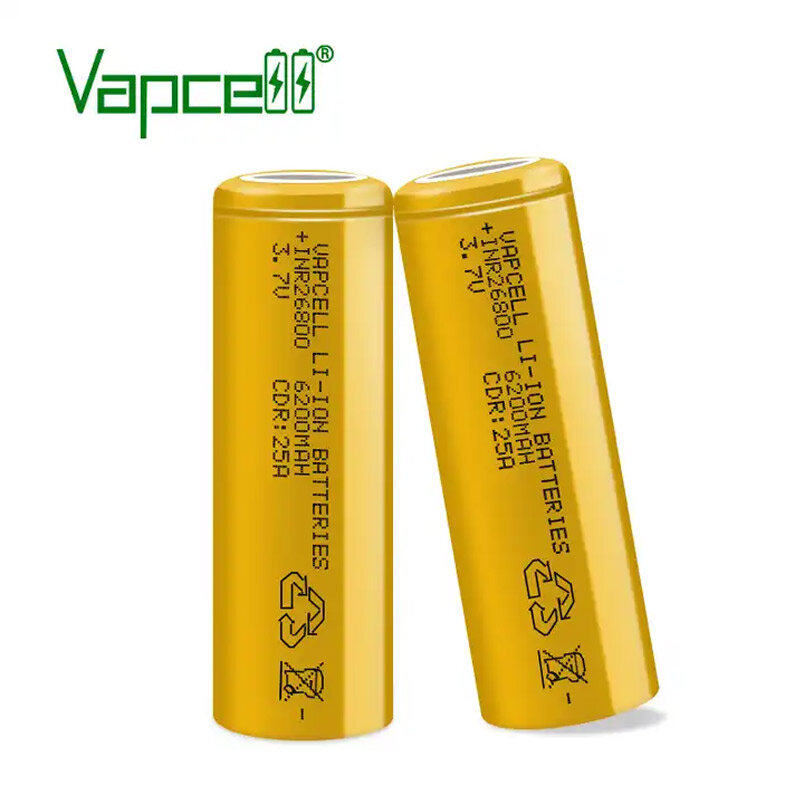 Vapcell inr-懐中電灯用充電式リチウムイオンバッテリー、大容量バッテリー、6200mah、cdr、25a、max 40a、3.7v、inr