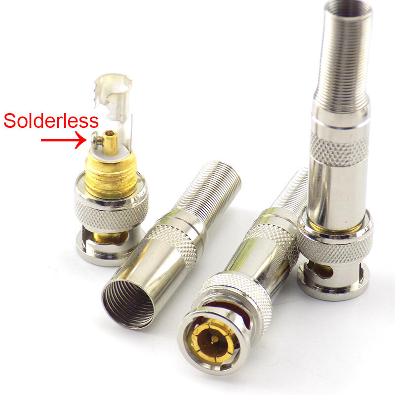 5PCS/lot Solderless Copper Pin Adapter BNC Connector Monitoring Connector Analog Camera Video Cable