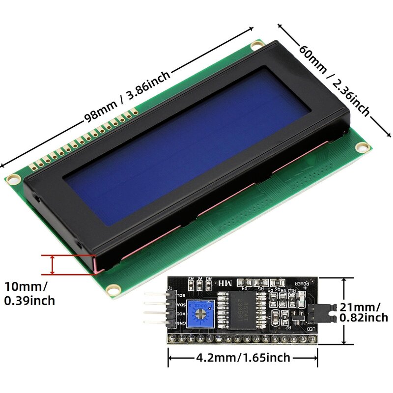 LCD Display Module LCD1602A 2004A 12864B 0802 16x2 20x4 Character LCD PCF8574 IIC I2C Interface HD44780 Controller for Arduino