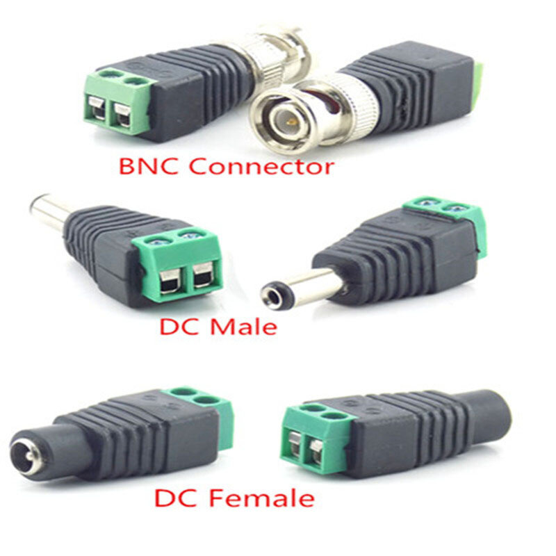 12V DC konektor BNC daya DC adaptor steker perempuan laki-laki CCTV Video Balun sistem keamanan Coax CAT5 untuk kamera strip LED H10
