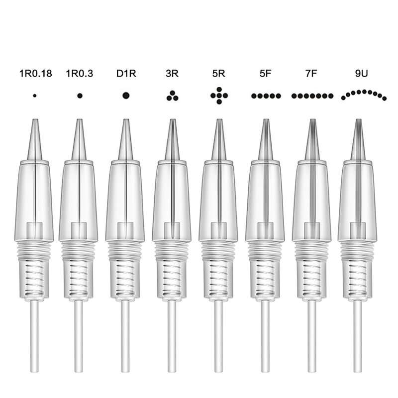 30pcs/box Disposable Tattoo Needle Cartridges 1R 3R 5R 5F 7F 9U For Permanent Makeup Machine Pen Screw Design