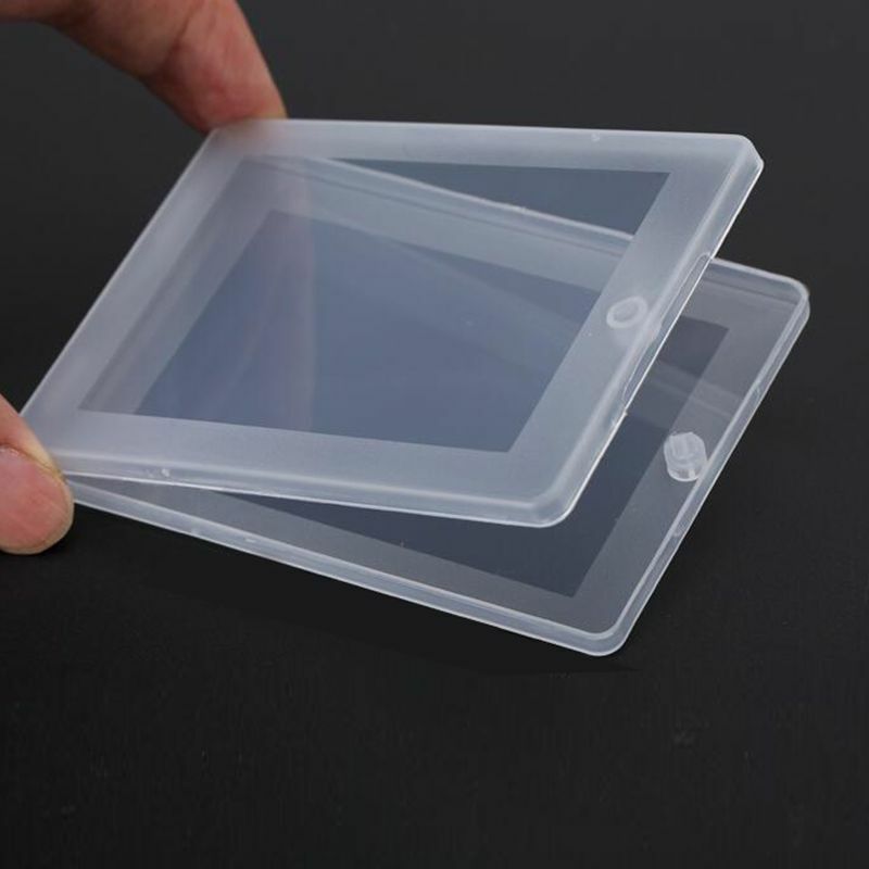 Caja de plástico transparente con tapa, contenedor de colección, caja de almacenamiento para tarjetas, tarjetas bancarias, toallas de papel, pequeño y delgado, portátil, 1 unidad