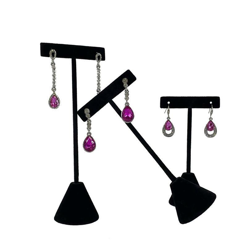 Metalowy stojak na stojak do kolczyków w kształcie litery T z aksamitnej skóry z biżuterią z kolczykiem stojak na biżuterię zestaw 3-częściowy