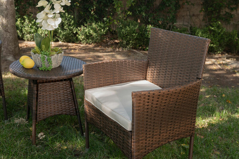 Barton 3-częściowy zestaw wiklinowych krzeseł ogrodowych Rattanowe poduszki do siedzenia mebli ogrodowych