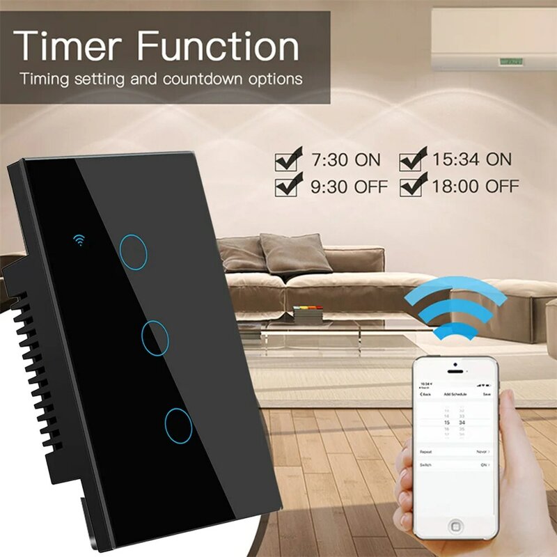 Умный выключатель TUYA Wi-Fi, умный выключатель 1/2/3/4 Gang US, нужен сенсорный настенный переключатель с нейтральной линией, умный дом через Alexa Google Home