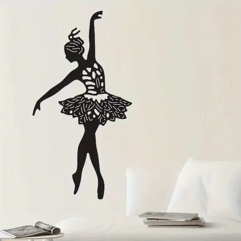 Tanda dinding gadis balet, seni dinding logam postur menari elegan, ornamen gantung logam, tanda kopi Bar, hadiah dekorasi kamar rumah