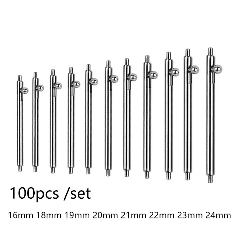 Wholesale 100pcs Stainless Steel Quick Release Spring Bar Silver Watch Band Accessories Strap Repair Tool Watchband Link Pin