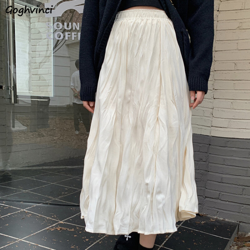 Röcke Frauen mittellange feste Falten Design koreanischen Stil lässige Streetwear All-Match klassische vorherrschende Frühling weibliche Kleidung