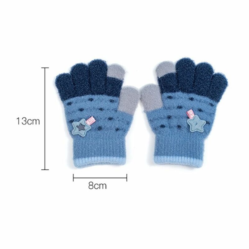 Утепленные детские вязаные перчатки с мультяшным изображением милых медвежьих пальцев, ветрозащитные утепленные теплые варежки для детей