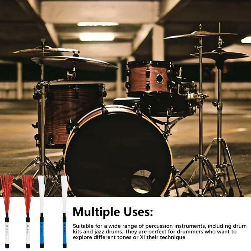 Sikat Drum nilon 2 buah sikat perkusi dan Drum yang dapat disesuaikan sikat pembersih Drum tahan lama Set sikat stik Drum untuk Drum