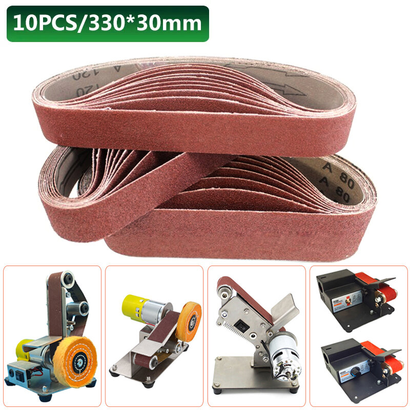 10PC 330*30mm Sanding Belts 40-1000 Grits Wood Soft Metal Polishing Sandpaper Abrasive Bands For Belt Sander Abrasive Tool