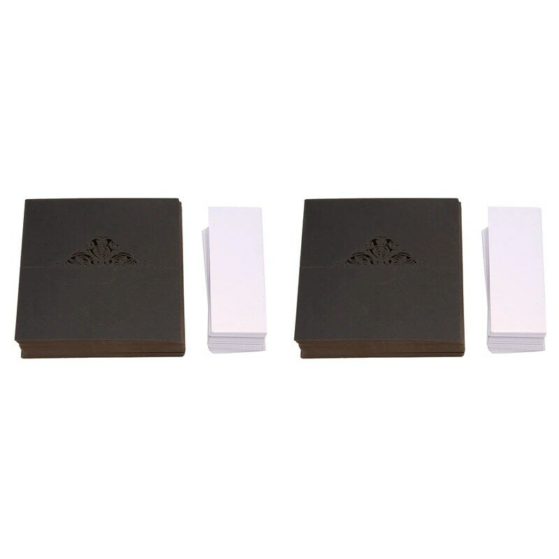 200 Pcs Table Place Cards With White Inserts Crown Tent Cards Name Cards For Wedding Banquets Buffet Bridal Black