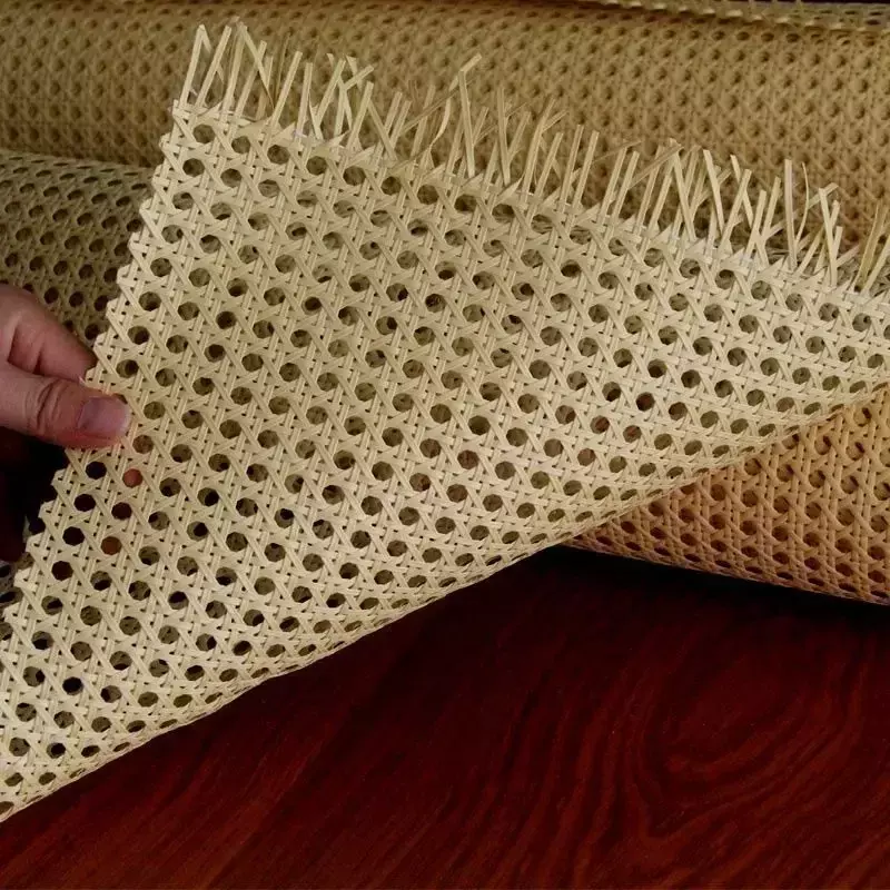 Amarelo Café Cor Primária Vinil Cane Webbing Wicker Grade Rattan Roll Weaving Material para Cadeira Gabinete Móveis Decoração Quente