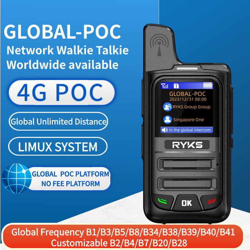 Handheld Walkie Talkie, Rádio móvel, Rede 4G, 100 milhas de longo alcance, Rádio bidirecional ao ar livre