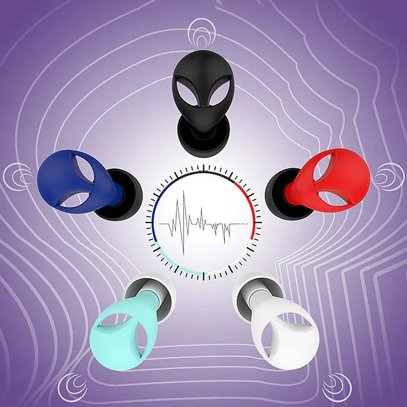 Set sumbat telinga pengurang kebisingan silikon Alien produk insulasi suara Pelindung pendengaran konser Earplug renang tahan air