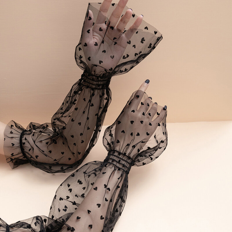 Manicotti larghi estivi coprigambe nero protezione solare in pizzo guanti da guida guanti lunghi traspiranti sottili guanto elastico da donna
