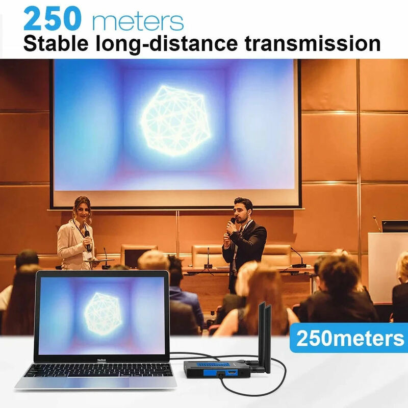 ชุดขยายไร้สาย5.8GHz 200m 250M ตัวส่งสัญญาณ HDMI และตัวรับสัญญาณไร้สาย1ถึง4สำหรับ PS4กล้อง DSLR แล็ปท็อปพีซีเพื่อตรวจสอบ